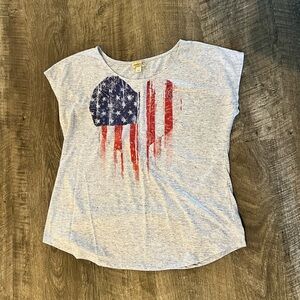 Blue Gray American Flag Graphic T-Shirt
